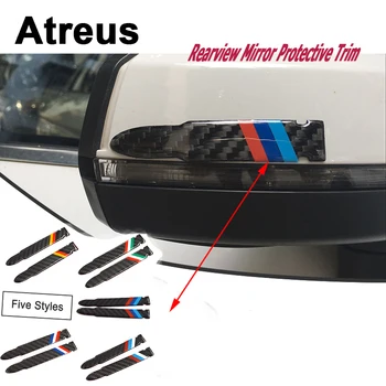 

Atreus2X Car Carbon Fiber Rearview Mirror Crash Trim Sticker For VW polo passat b5 b6 Mazda 3 6 cx-5 Toyota corolla Ford focus 2
