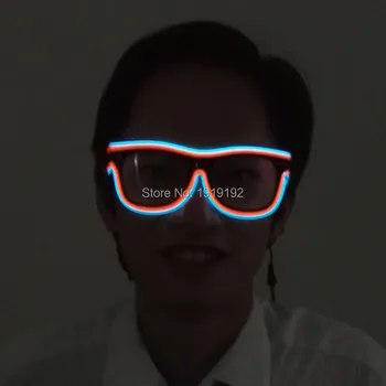 

Double Colorful El Wire Glow Sun Glasses Bright Light Safety Light Up Multicolor led flashing glasses By 3V Sound Active Driver