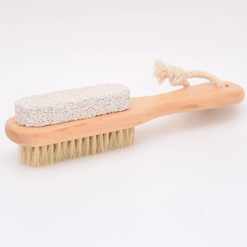 Foot Care Bristle Scrub Brush Wooden Handle Pumice Stone Remove Dead Skin Exfoliator Pedicure Tool MSI-19 - Цвет: as picture