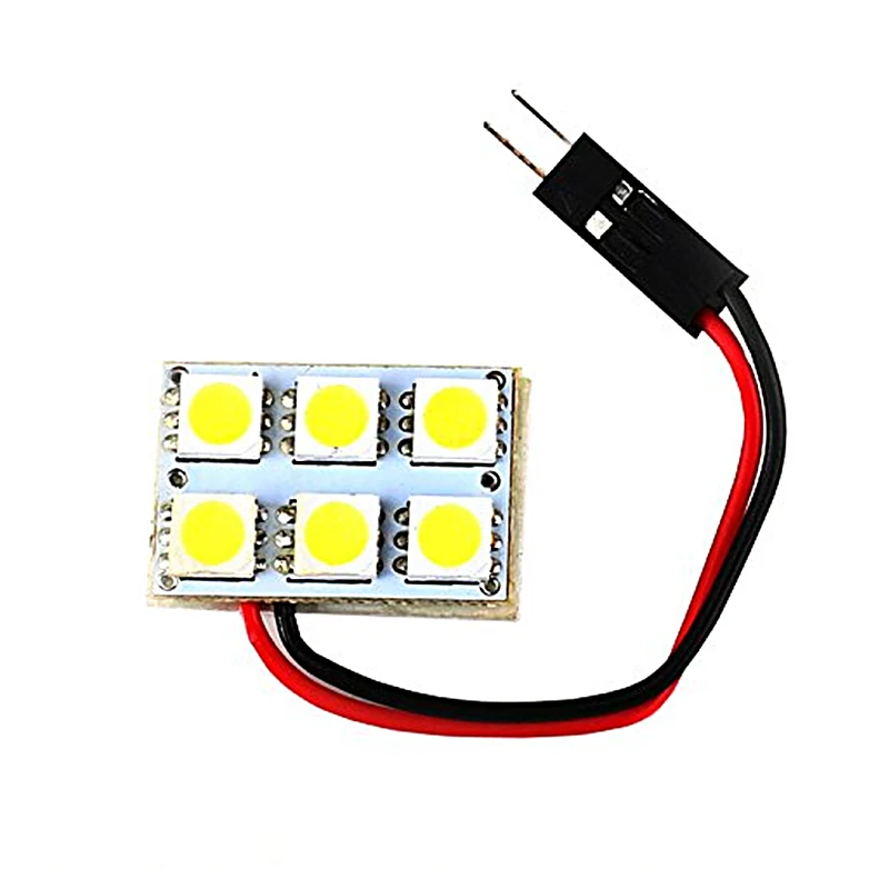 KEYECU, 50 шт в наборе, дневные ходовые огни 12 V Белый 5050 6SMD светодиодный Панель лампа для плафона Авто Чтение Интерьер Лампа с T10 фестон-адаптер