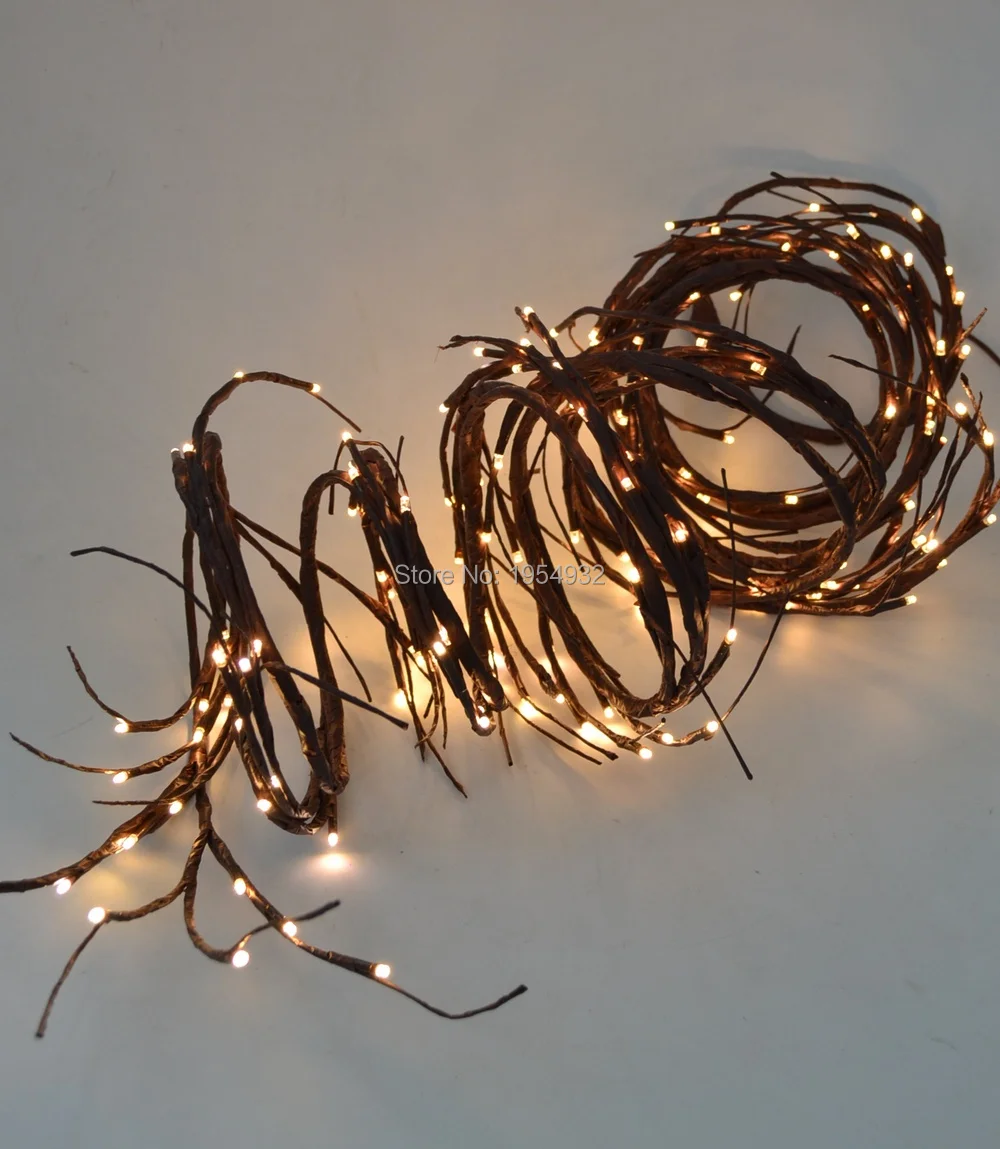 

Soft Willow Twig Garland 12Ft Bendable Branch 160 PCs LED Warm White Color Electric Plug in Type with 24V Adaptor, 3m Lead wire