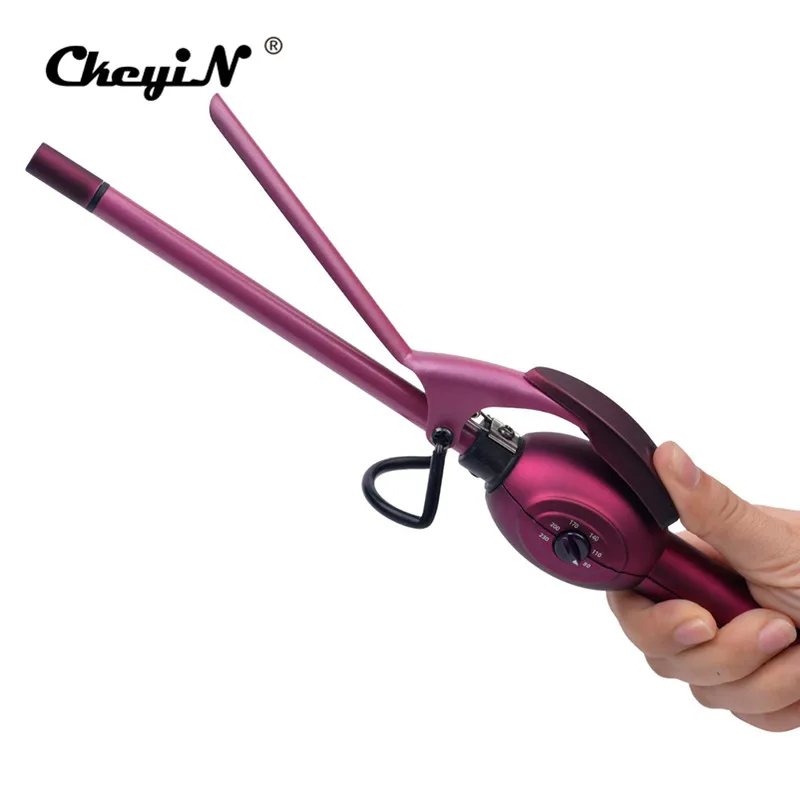 

CkeyiN 9MM Curly Hair Styler Curls Tourmaline Ceramic Curling Iron Wand Pear Hair Curler Roller +1pcs Heat Resistant Glove 43