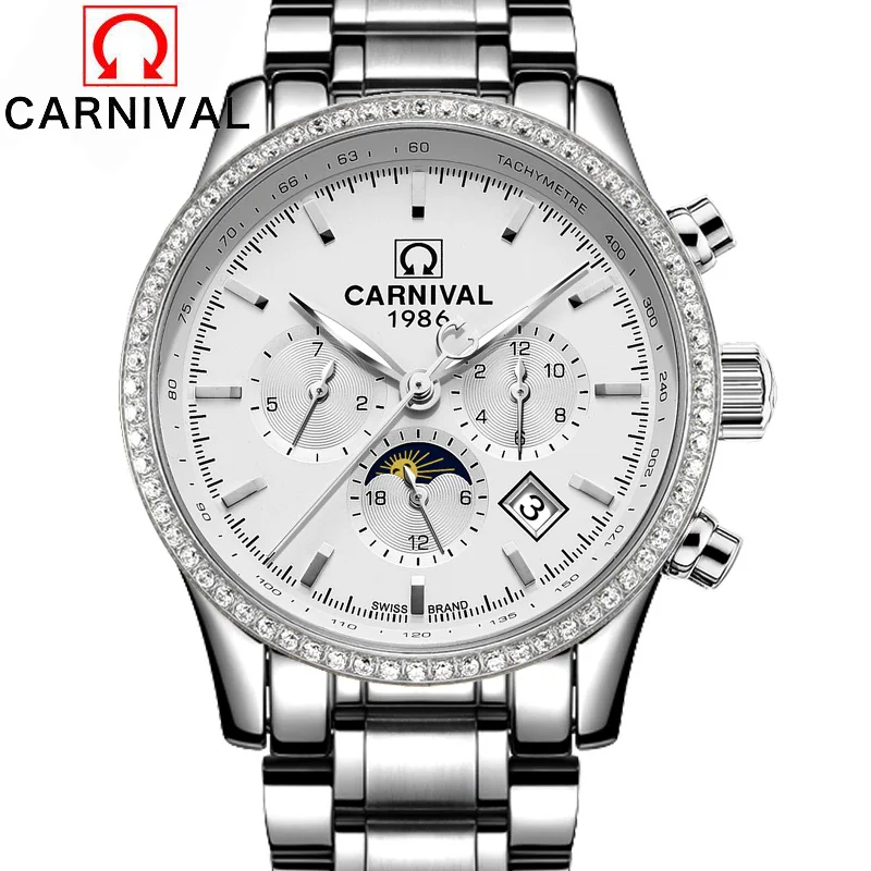 Luxury Brand Original Carnival Men's Automatic Mechanical Watch Stainless Steel Business Casual Male WristWatch Clock Halloween Luxury Brand Original Carnival Men's Automatic Mechanical Watch Stainless Steel Business Casual Male WristWatch Clock Halloween