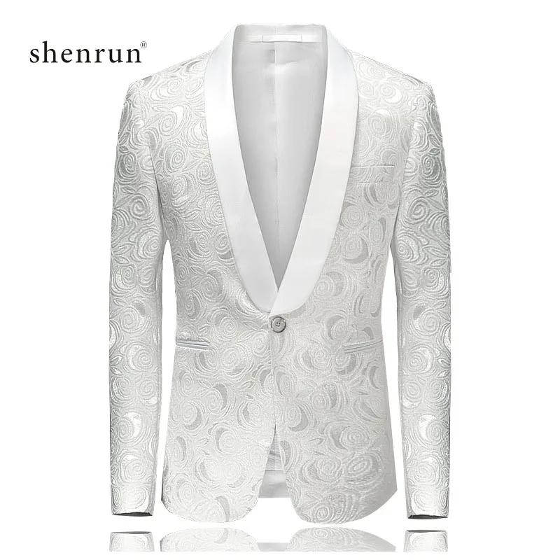 

Shenrun Men Blazer Casual Slim Fit Man White Jackets Suit Jacket Wedding Shawl Lapel Tuxedo Party Prom Costume Plus Size Blazers