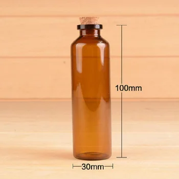 

50ml Brown Tubular Essential Oil Bottle Glass Refillable Bottle Emulsion Bottle Cosmetic Containers Jar Cork Stopper Jar 50Pcs