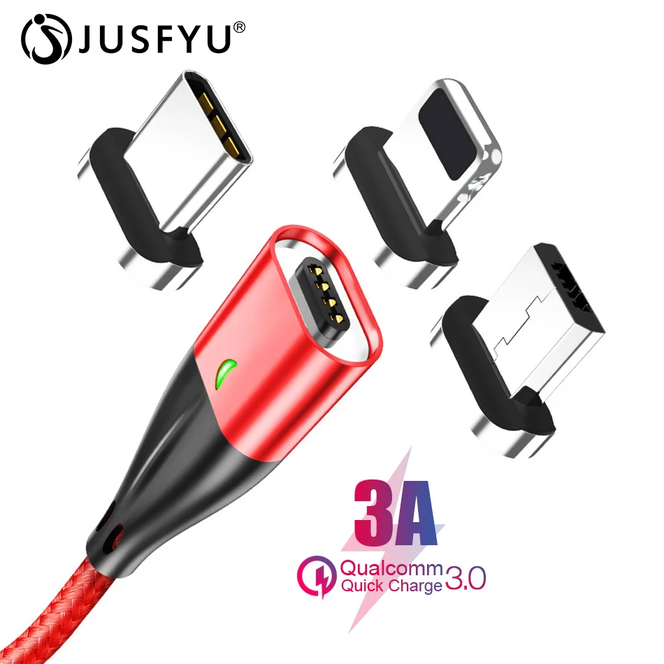 

Mobile Phone 3A Magnetic Cable Charger 1m Micro USB Fast Charging Type C Data Cable for iPhone Lighting xs xr 7 6 Samsung Huawei