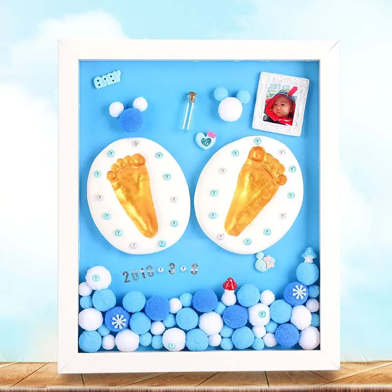 

Soft Clay Casting Molds DIY Handprint Footprint Inkpad Photo Frame With Lights Newborn Baby Souvenirs Children Growth Memorial