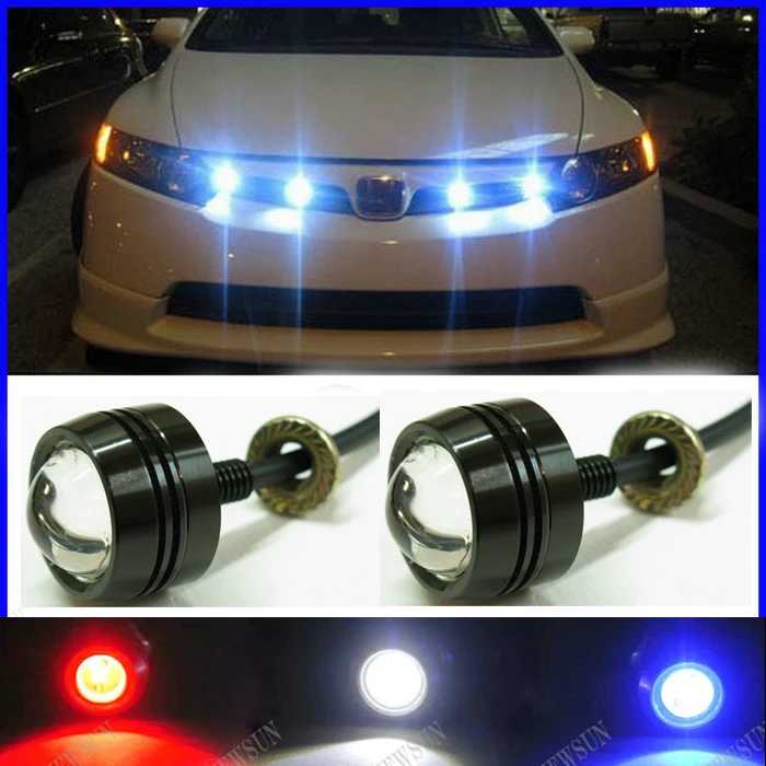 Free shipping Super Thin Car LED Fog Reverse Light,Newest LED Eagle Eye White Light Daytime Running Tail Backup Light Car Motor