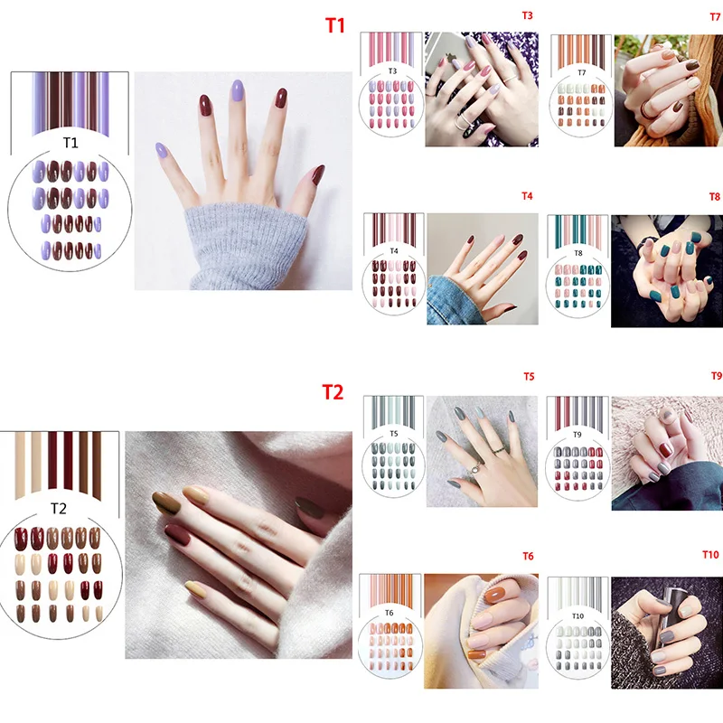 4Pcs False Nails Acrylic Nude Matte Coffin Artificial Fake Tips | Красота и здоровье