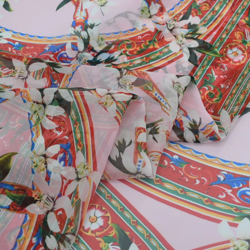 Европа и США с цветочным узором ткань с цифровой печатью Женская мода ткань дешевле ткани