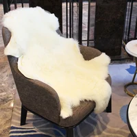 MUZZI Chair Cover Warm Hairy Carpet Seat Pad long Skin Fur Plain Fluffy Area Rugs 100% real Sheepskin  original  fsheepskin 1