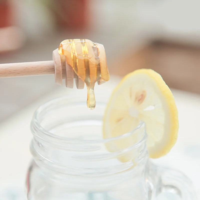50pcs Mini Wood Honey Stick Spoon Stick Dipper Honey Stirring Bar Party Supplies QP2