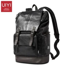 Uiyi moda hombres negro pu mochila hombres bolsa de viaje mochila mochila portátil masculina de alta calidad # uyb16019