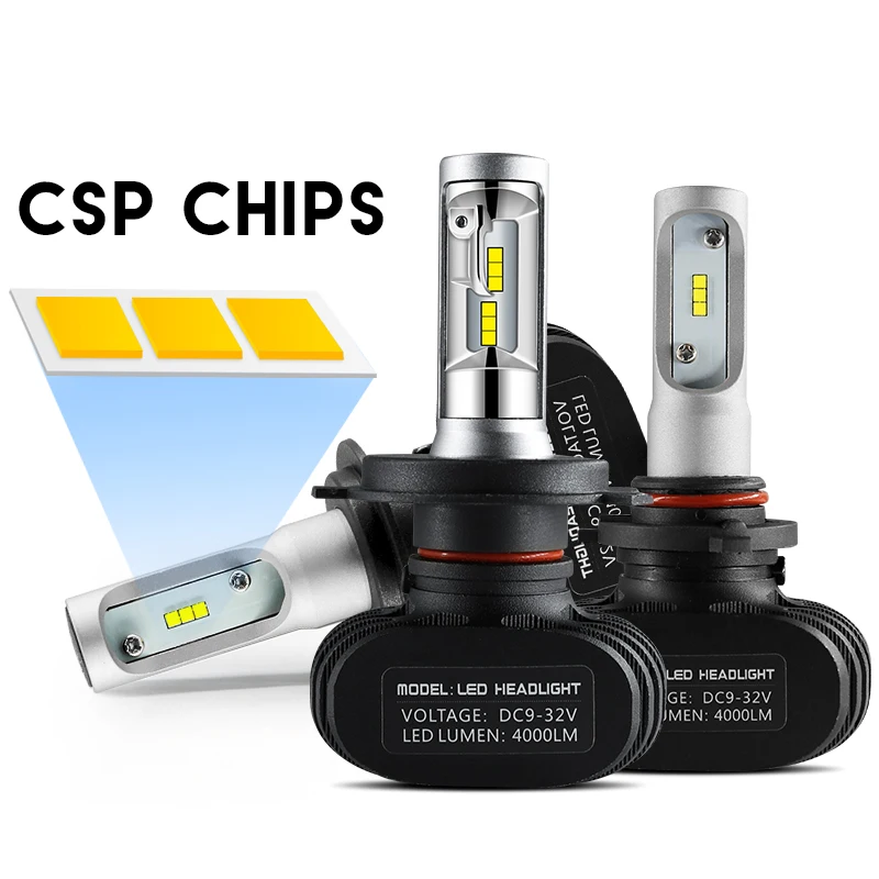 2 шт. S1 H7 светодиодный автомобильный светильник H4/HB2/9003 Hi/Lo CSP Chips 9005 9006 H8/H9/H11 диоды