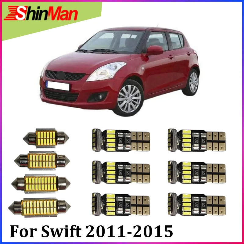 

ShinMan 7X Error Free Auto LED CAR lights Interior Light LED Reading Lights For Suzuki Swift LED Interior Package 2011-2015