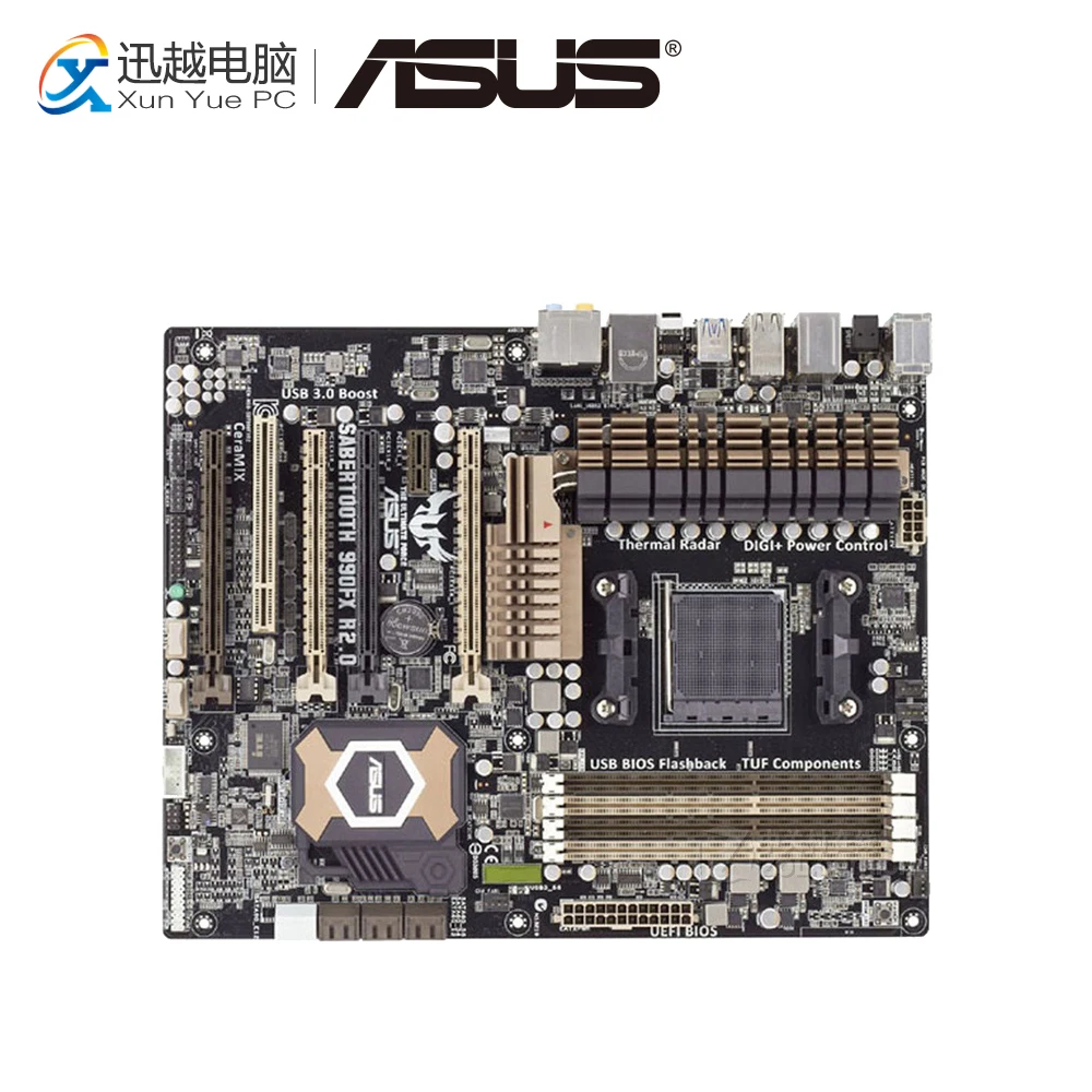 

Asus SABERTOOTH 990FX R2.0 Desktop Motherboard 990FX Socket AM3+ DDR3 SATA3 USB2.0 ATX