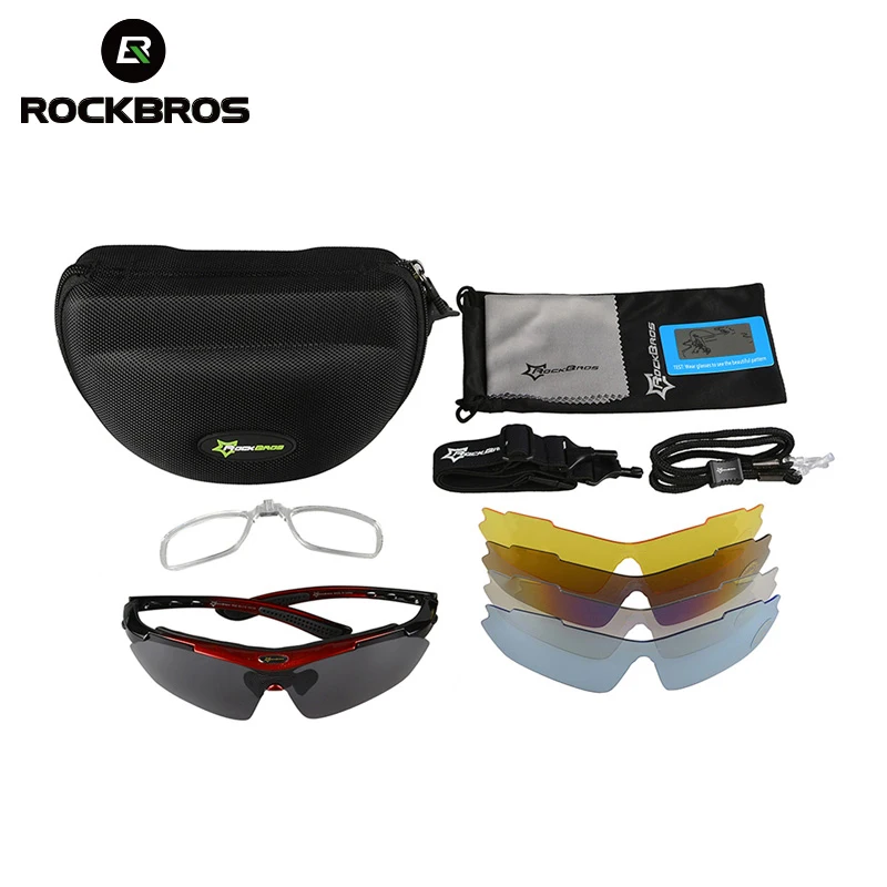 RockBros Polarized Cycling Bike Sun Glasses Outdoor Sports Bicycle Bike Sunglasses PC Goggles Eyewear 5 Lens Bicycle Accessory