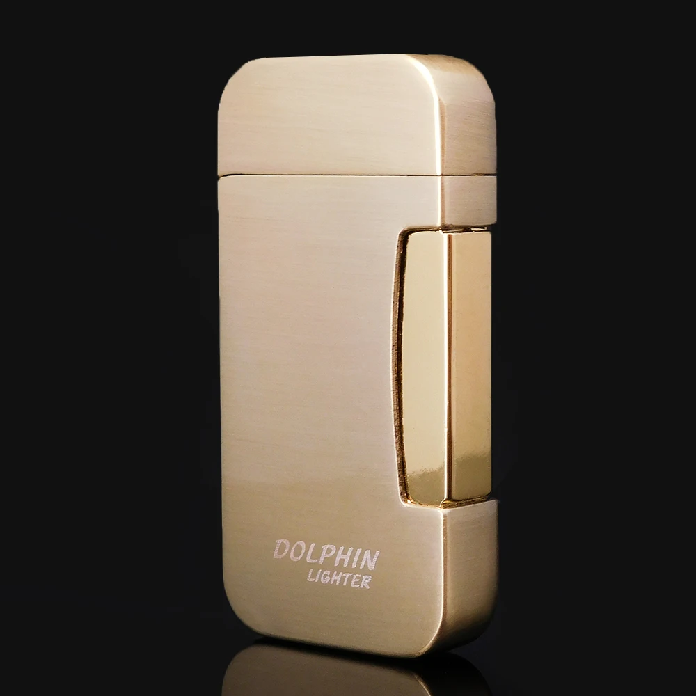 Small Polish Gold Metal Flame Flint Lighter Refillable Dolphin Gas for Smoking cute butane Cigarette | Дом и сад
