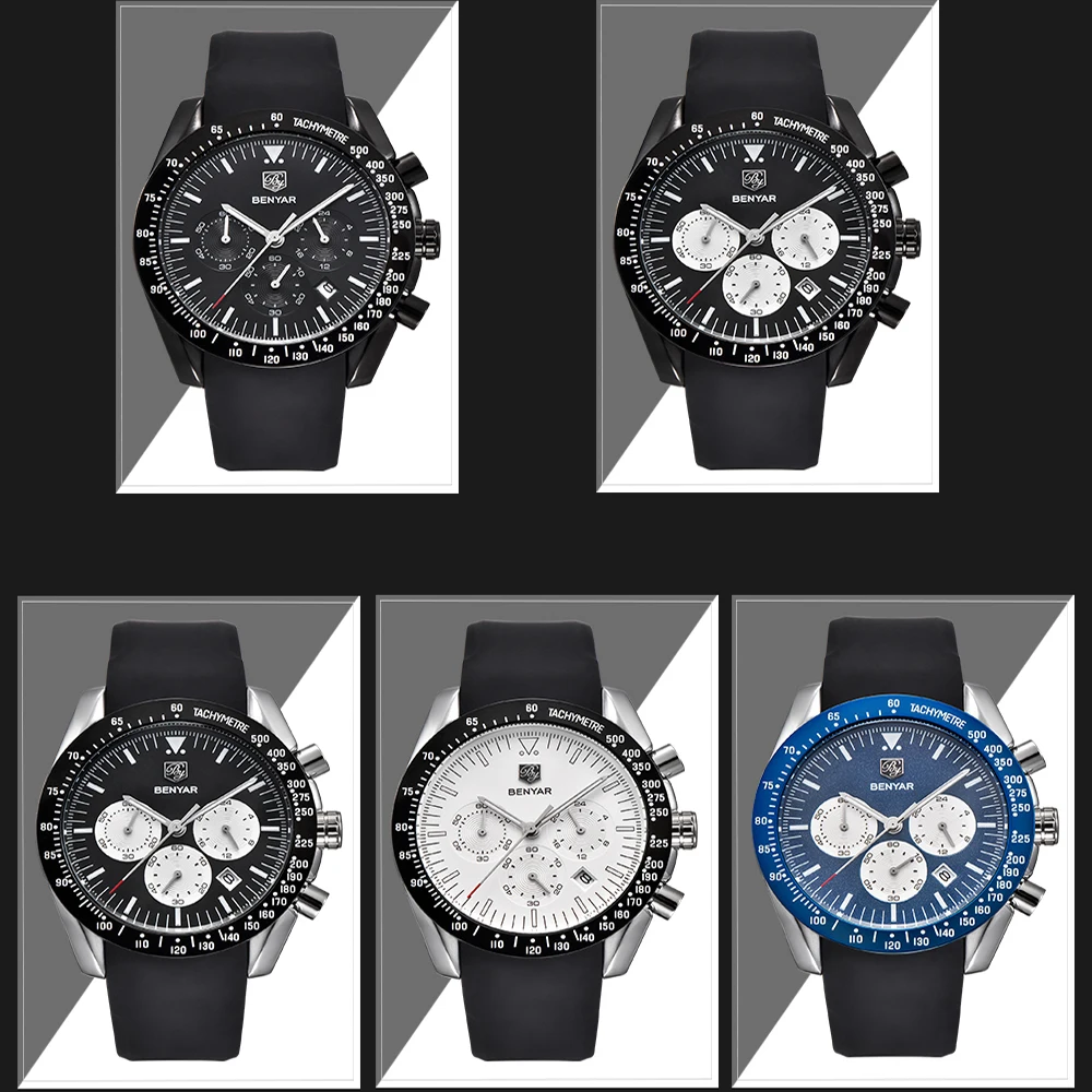 Benyar мужские часы лучший бренд класса люкс полный стальной Бизнес Спорт хронограф кварцевые наручные часы Мужские relogio masculino saat