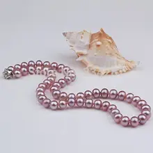 925 silver real natural big 10-11mm natural freshwater pearl necklace round Edison color factory direct wholesale