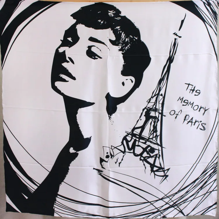 

Famous Women Silk Scarf 90*90cm Handmade Hemming Hijabs Square Kerchief Shawls Wraps Sunscreen