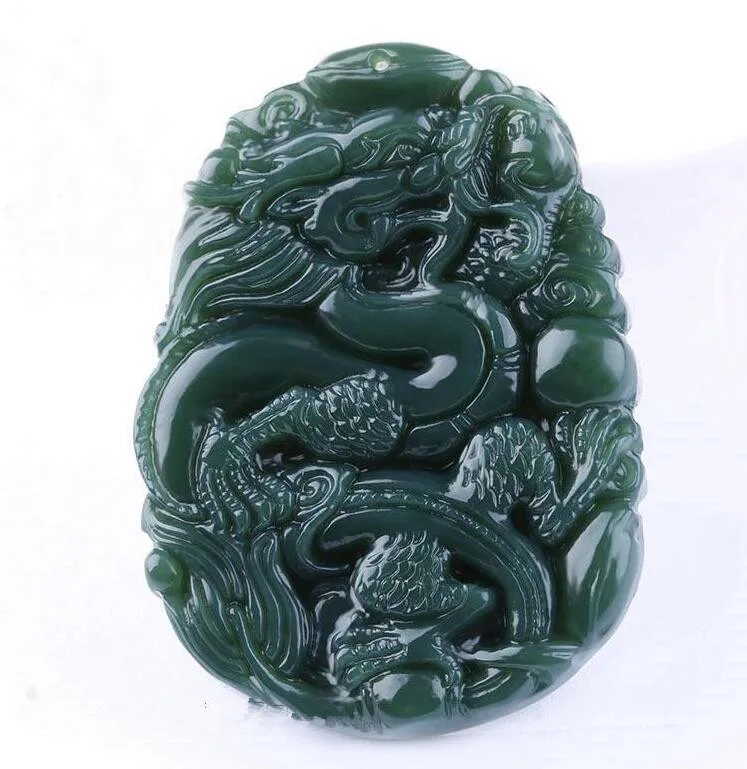 Natural hetian jade XinJiang QINGYU dragon brand pendant yulong Chinese