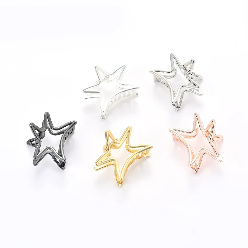 

2pcs/lot 4.5*3.5cm direct sales new hair ornament geometric hairpin small bath pentagram catch clip for female