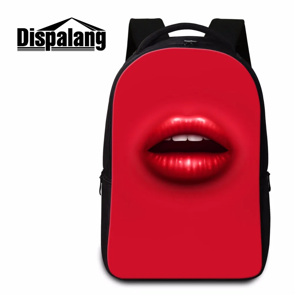 

Dispalang women shoulder backpacks sexy red lips print laptop backpack personalized design computer bagpack mochilas feminina