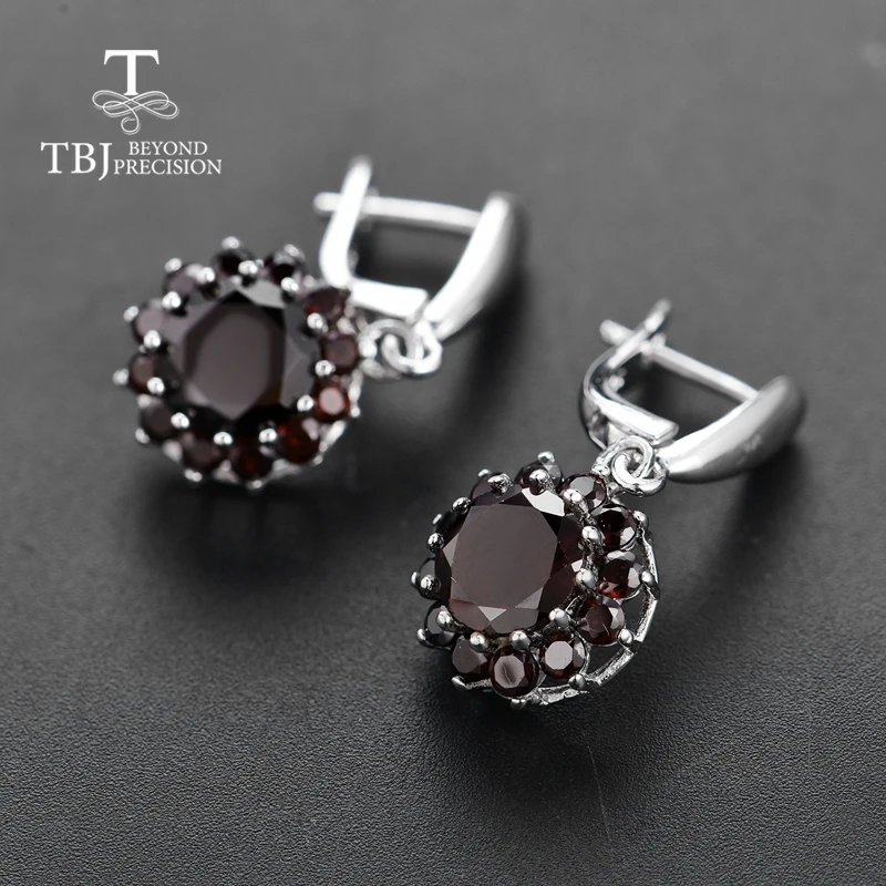 Женские серьги с черным гранатом TBJ ювелирные украшения натуральным драгоценным