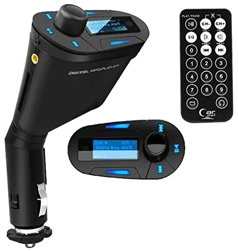 

Amzdeal Car Kit MP3 Player Wireless FM Transmitter Modulator with USB/SD/Card Reader MMC Slot and Remote Control