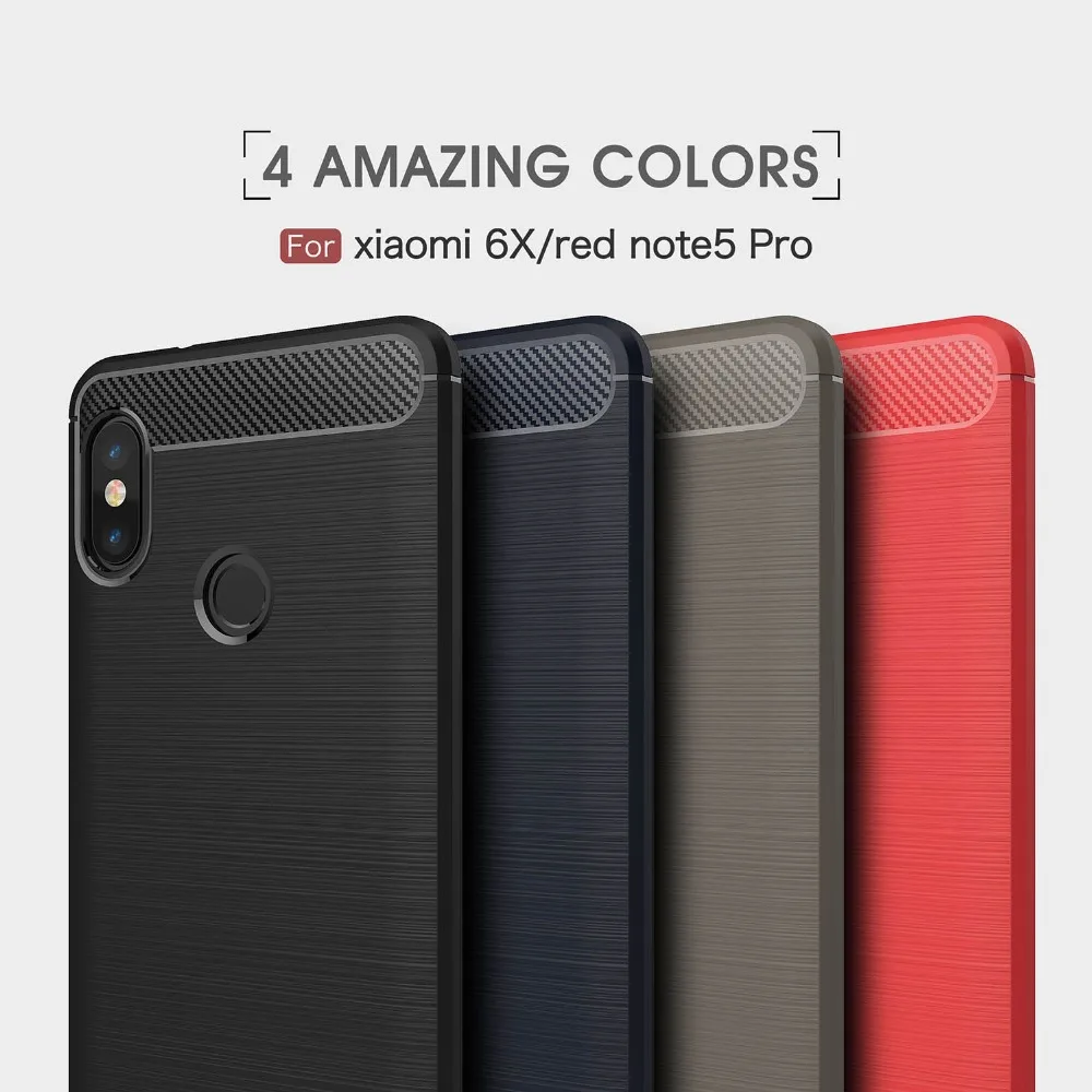

Phone Case For Xiaomi Redmi Note 5 6Pro Case Armor Shockproof Cover Carbon Fiber Silicon TPU Case For Xiaomi Redmi Note 5 6Pro