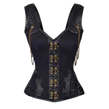 

Black 12 Steel Boned Steampunk Corset Women Sexy Gothic Corsets And Bustiers Vintage Burlesque Costumes Espartilho E Corselets