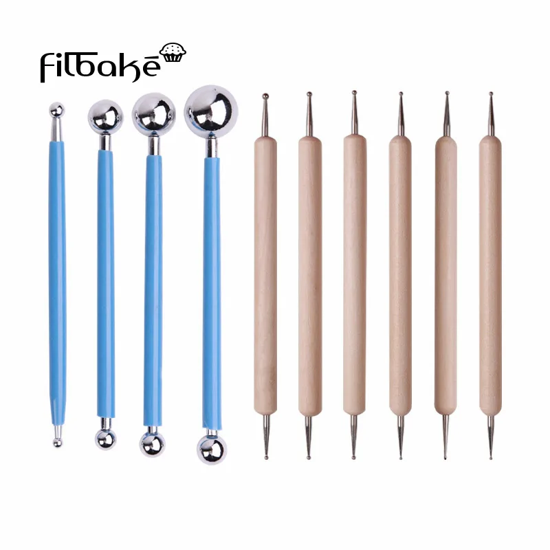 

FILBAEK Soft clay mud plastic tool indentation round steel ball to help shape carving DIY hand to do 10 set cake decorating tool