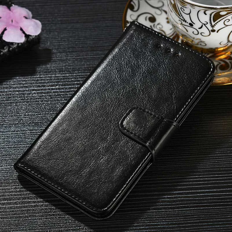 Кожаные чехлы Чехол для телефона для Huawei Y7 Y6 из искусственной кожи Винтаж бумажник чехол с откидной крышкой Магнитный модные чехлы с откидной подставкой ремешком - Цвет: Black