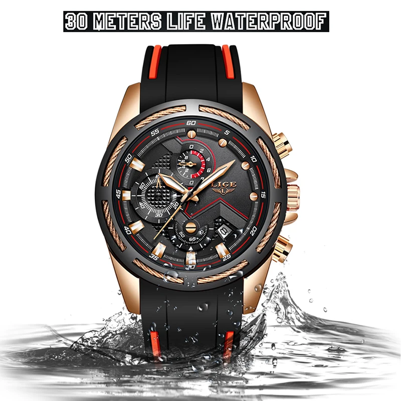 Lige Mens Watches Top Luxury Brand Luxury Unique Sport Watch Men Quartz Date Clock Waterproof Dress-3