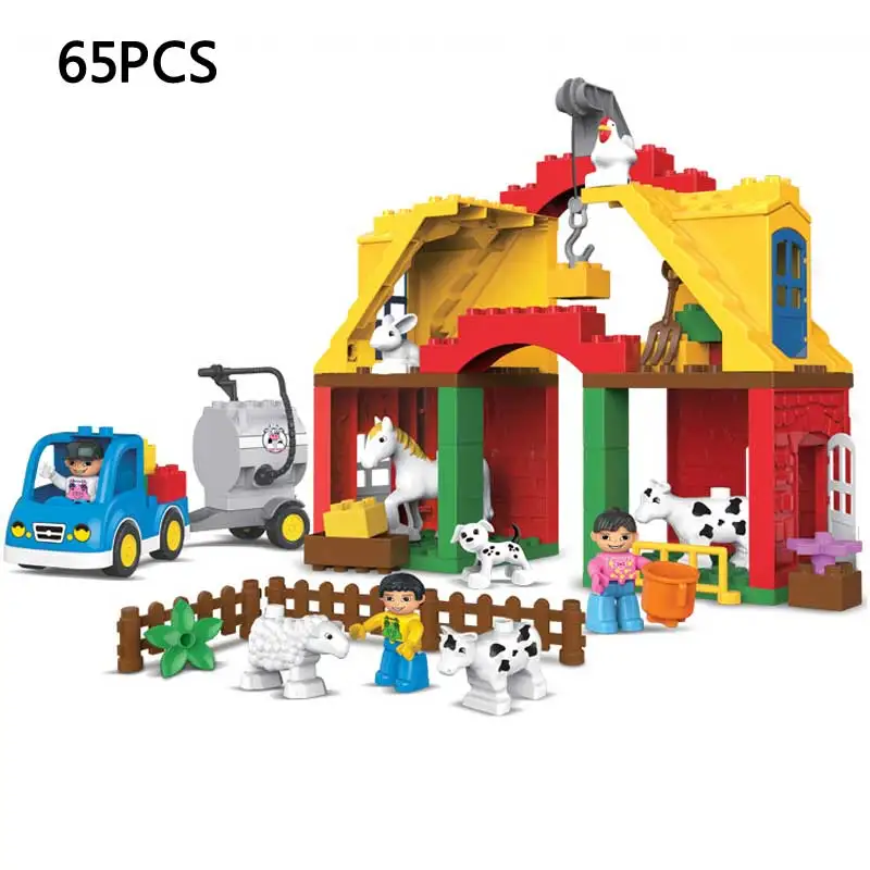 

Kid's Home Toys Large Particles Happy Farm Animal Paradise Model Building Blocks Large Size DIY Brick Toy Compatible With Duploe