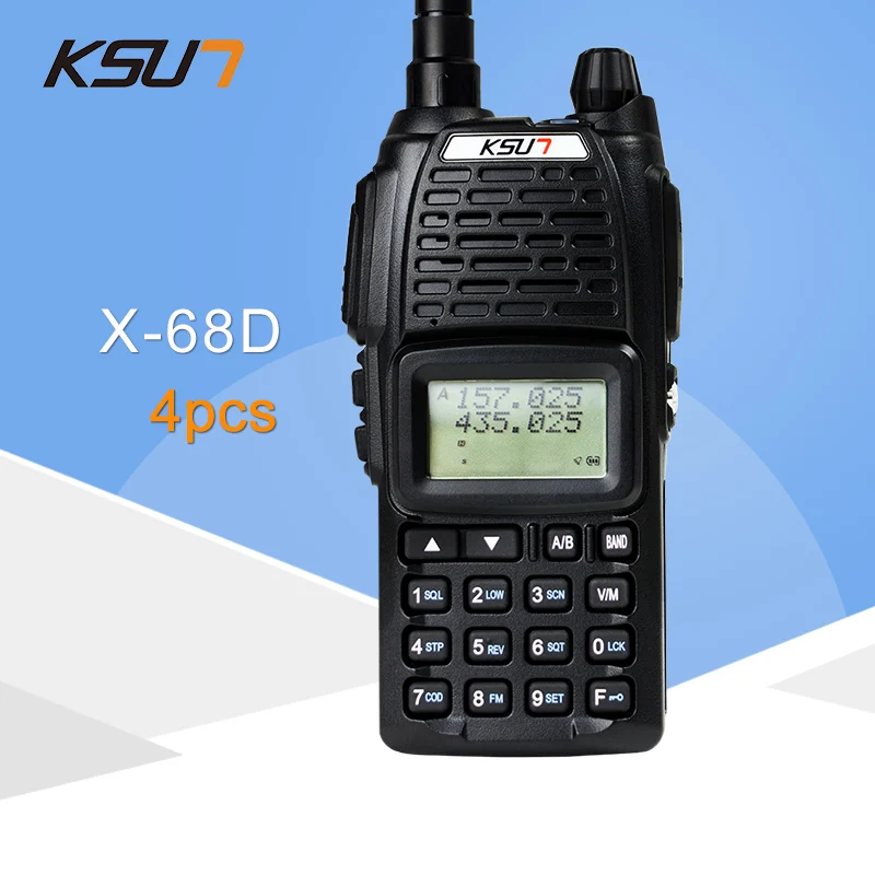 (4 шт.) KSUN UV68D Ham двухстороннее радио Walkie Talkie двухдиапазонный трансивер UHF/VHF двойной частоты BUXUN X-68D (черный)