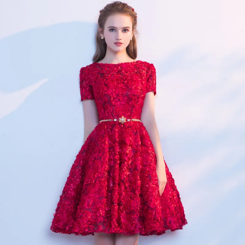 

Sexy Lace Party Dress Women 2019 Summer Vintage Red Short Sleeve Elegant Floral Ladies Club Dresses vestidos sukienki jurken