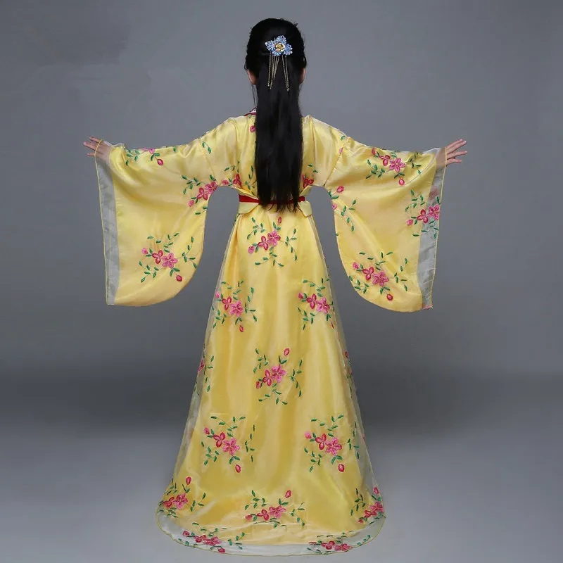 Китайский традиционный костюм для детей, платье феи для танцев для девочек, древняя народная одежда Hanfu, Детский костюм Тан, Национальная танцевальная одежда