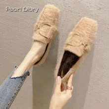 

Shoes Woman Fur Genuine Leather Women's Flat Shoes Casual Loafers Slip on Women Shoes Flats Soft Moccasins Lady Driving Shoes