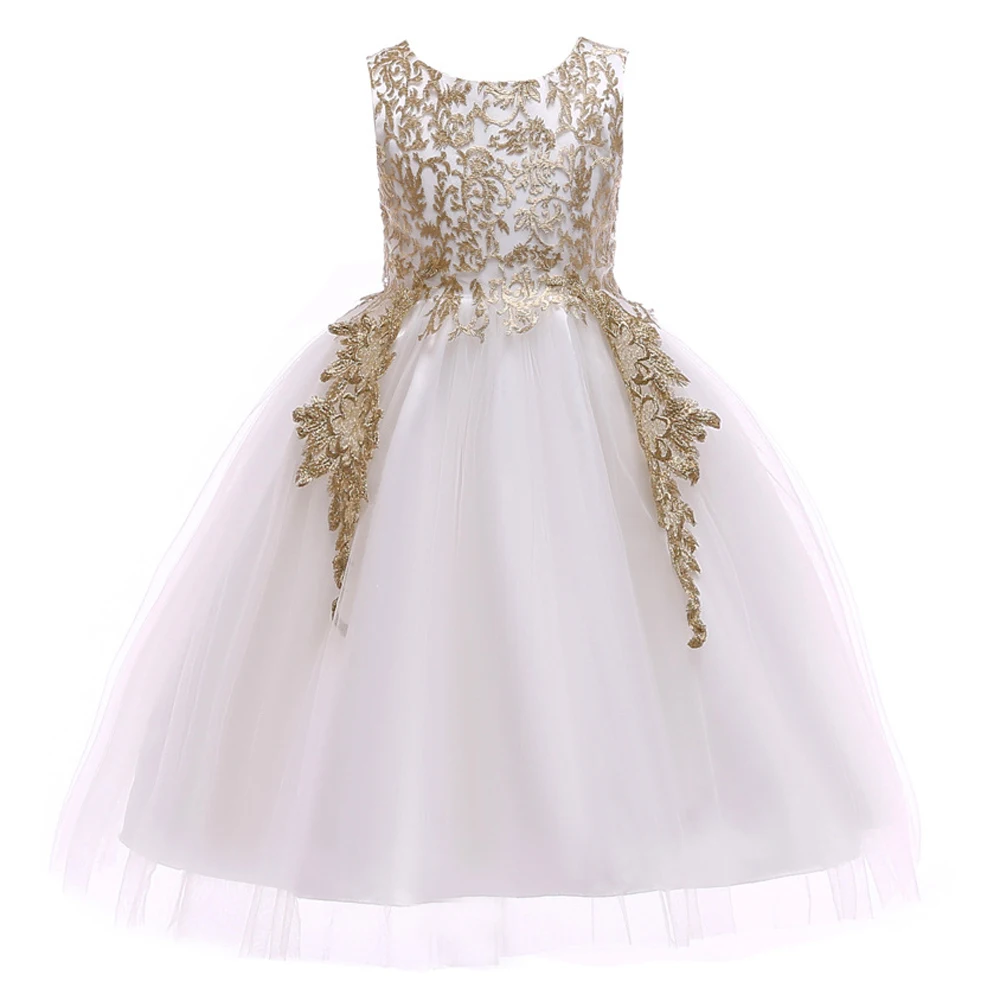 

Girls Dresses Appliques Flower Dress For Girls Party birthday Present Christmas Princess Ball Gown Kids Clothes