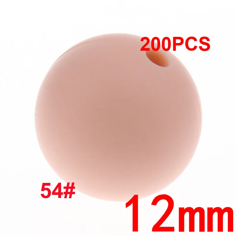 12 мм круглые силиконовые Бусы 200 штук BPA Бесплатно Силиконовые Детские Прорезыватели для зубов ювелирные изделия соска для младенца цепи аксессуары - Цвет: 54 Peachy