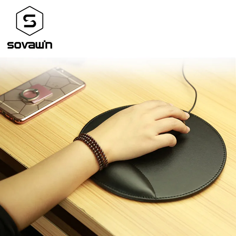 Sovawin Business 3D Leather Computer Mouse Pad with Wrist Rest