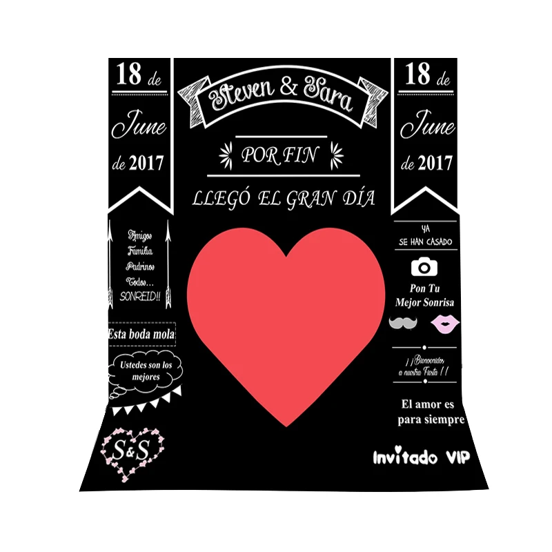 

Hot sale Blackboard Wedding Background Idea Chalk big heart Party Background photo booth diy Exclusive bracket Black