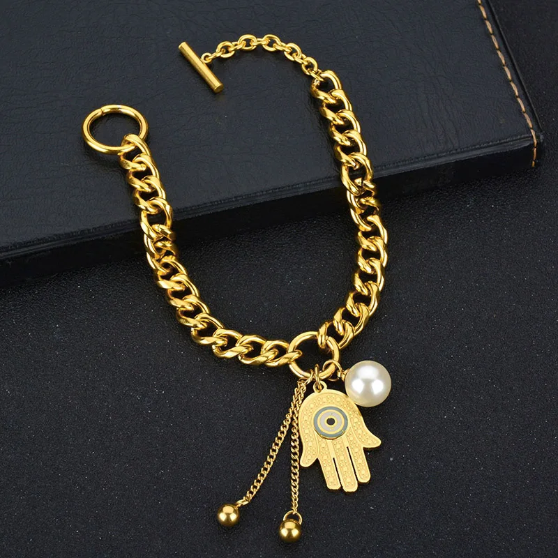 Personality-Luck-Hand-of-Fatima-Christian-Jewelry-Hamsa-Hand-Pendant-Gold-Color-Stainless-Steel-Link-Bracelets