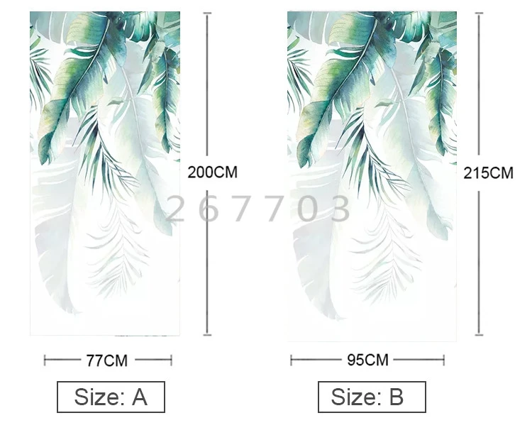 2 шт./компл. Nordic рисованной банановые листья 3D Стены Двери Стикеры самоклеящаяся Водонепроницаемый обои наклейки Декор стены Стикеры s