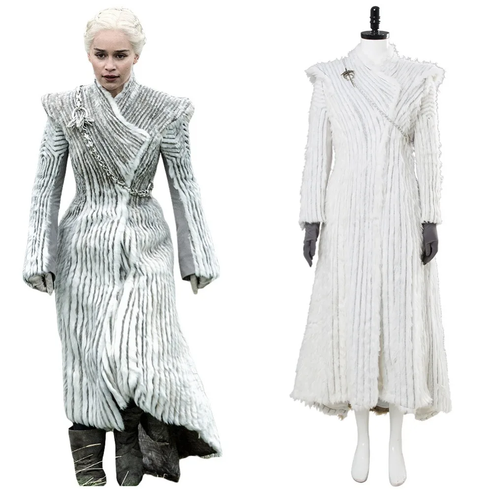 Женский костюм для косплея Daenerys Targaryen зимний Dany белое платье со стрекозами