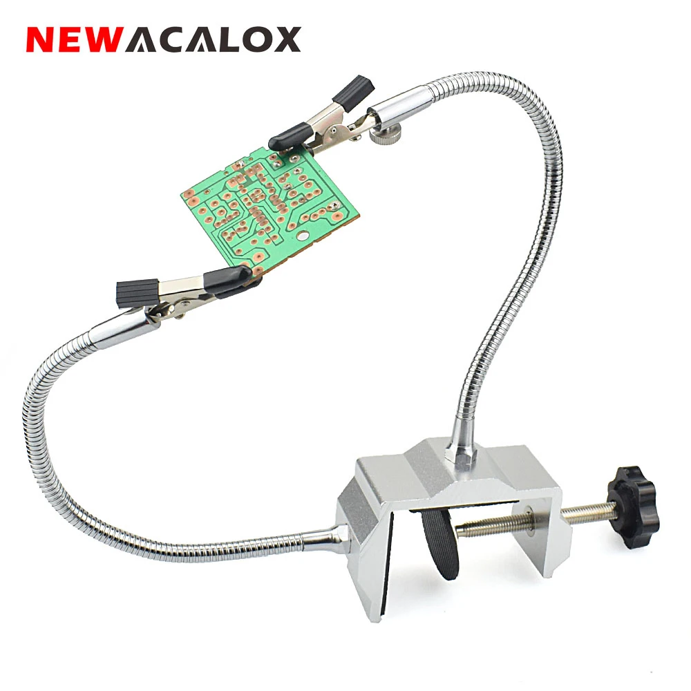 NEWACALOX Bench Vise Aluminum Table Clamp Soldering Iron Holder Soldering Station PCB Fixture