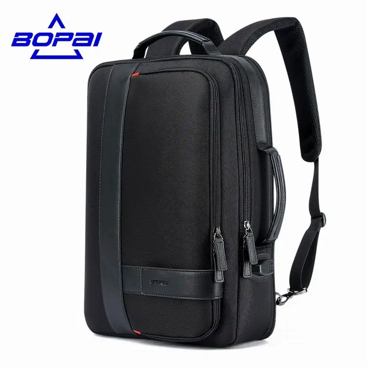 BOPAI, мужские сумки, модный рюкзак с зарядкой от usb для мужчин, бизнес, путешествия, 15,6 дюймов, рюкзак для компьютера, мужские повседневные рабочие рюкзаки - Цвет: Black