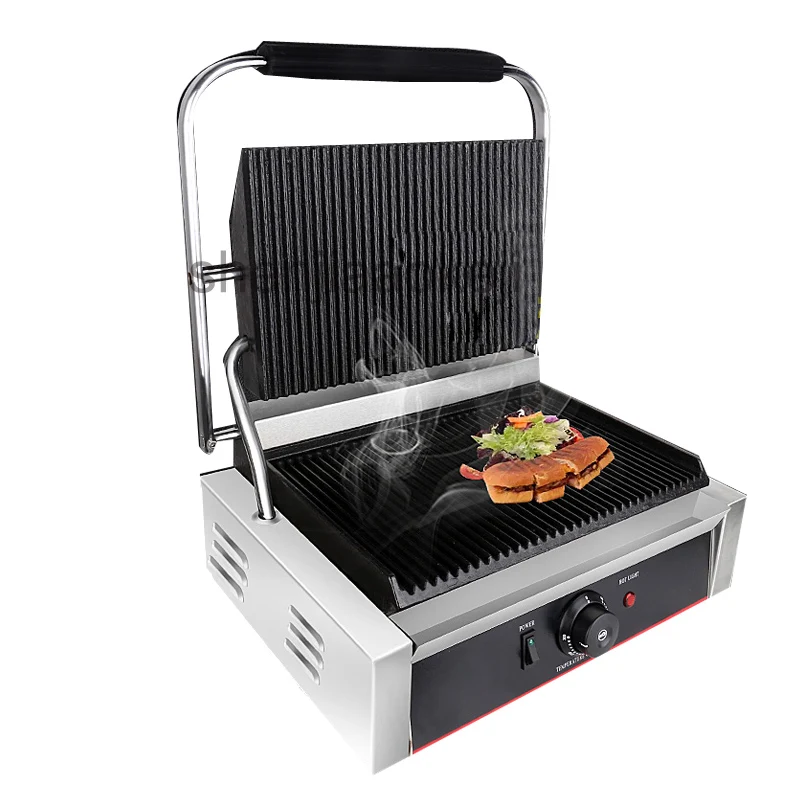 Ze stali nierdzewnej elektryczny toster handlowych Non Stick Griddle Grill płyta dociskowa pieczeń stek włoska kanapki 220-240 v